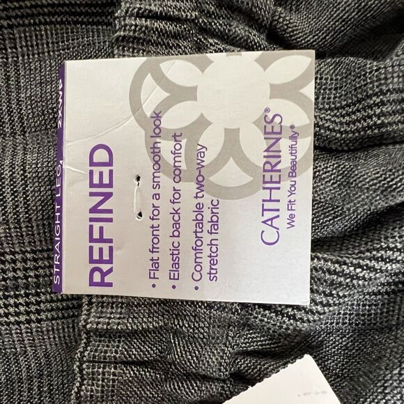 Catherines Gray Plaid Straight Leg Pants 2XWP Petite Plus Size NWT Career Office - Picture 9 of 11